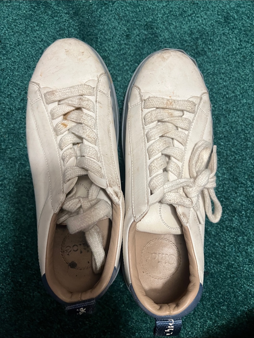 Chloé White Leather Sneakers with Navy Heel Tab - Picture 2 of 5